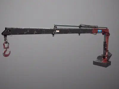 Old Small Truck-Mounted Crane 3D model