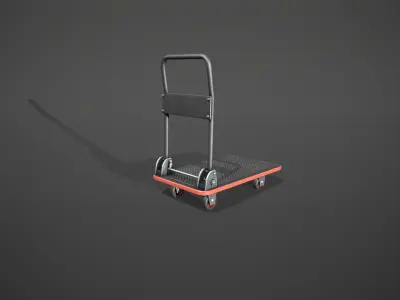 Folding Platform Truck - Trolley - Red Accents Low-poly 3D model