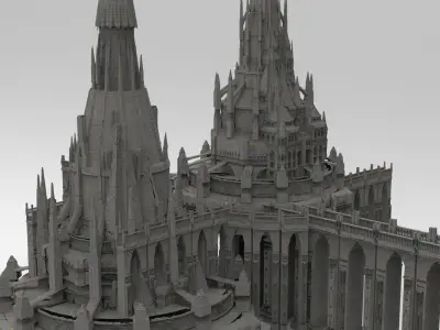 Dark Queens palace with bridges  3D model