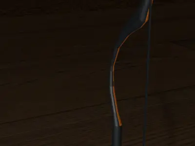 Stylized Wooden and Black War Bow - Low Poly 3D Model Free low-poly 3D model