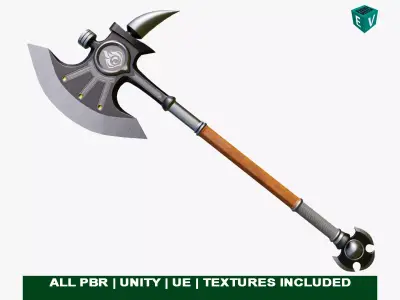 Battle Axe11 All PBR Unity UE Textures Included Low-poly 3D model