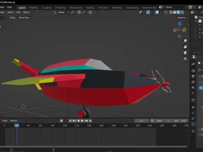 cartoon  airplane with animation  Free low-poly 3D model
