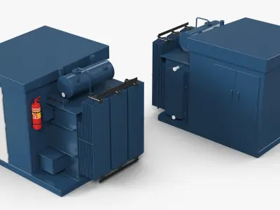 Electrical Transformer Substation Blue 3D model