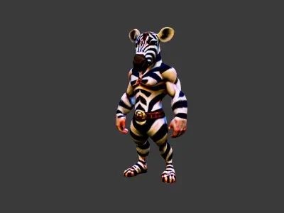 Zebra Man Low-poly 3D model