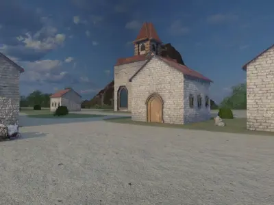 Mountain Village Landscape 3D model shop