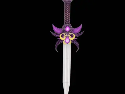 Stylized Sword LowPoly Handpainting  Free low-poly 3D model