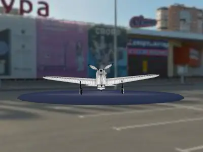 airplane in parking lot Low-poly 3D model