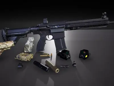 HK417 FPS PACK Low-poly 3D model