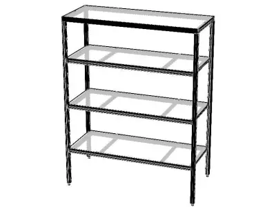 4-Tier Aluminum Storage Shelving Unit 3D model