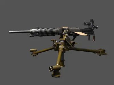 Japanese heavy machine gun during World War II 3D model