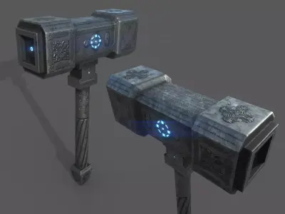 Futuristic Hammer - Cyber Maul Low-poly 3D model