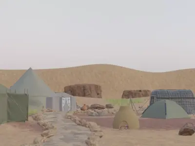 Desert Settlement Aerial View 3D model