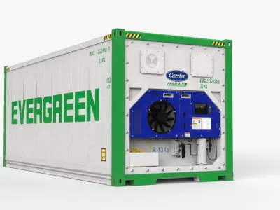 20ft EVERGREEN shipping Container Reefer CARRIER 3D model