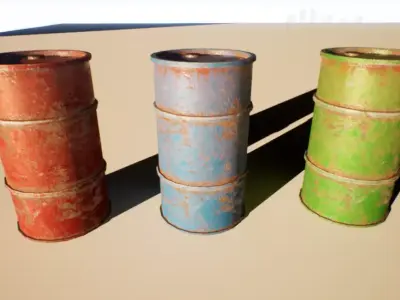 Rusty Barrels Low-poly 3D model