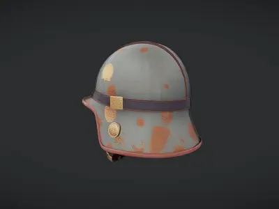 vintage military helmet with insignia 3D model