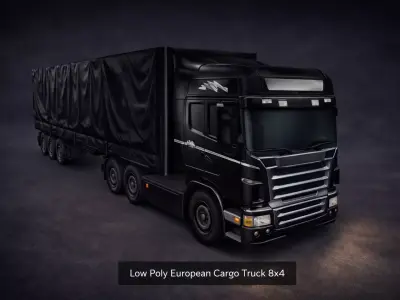Realistic Heavy  semi  Truck  European Cargo Truck 8x4 Low-poly 3D model