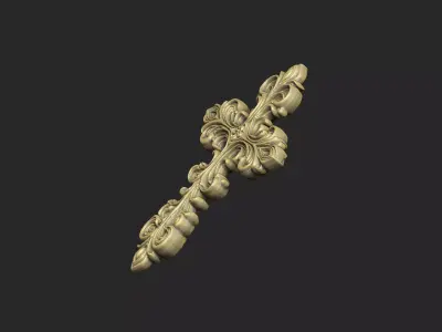 pattern cross Jesus church pray ornate wall floral symbol  3D print model