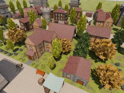 Walled Medieval Town 3D model purchase