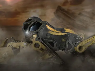 Excavator - CAT - design Low-poly 3D model