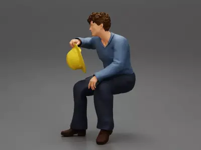 Industrial worker relaxing 3D print model