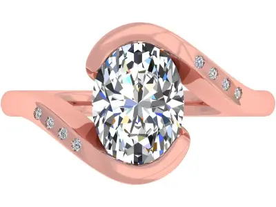 Oval Stone Bypass Ring 3D print model purchase