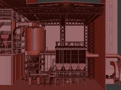 waste incineration plant 3D model