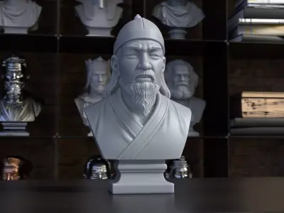 Genghis Khan Bust Mongol Empire Printable STL File 3D print model