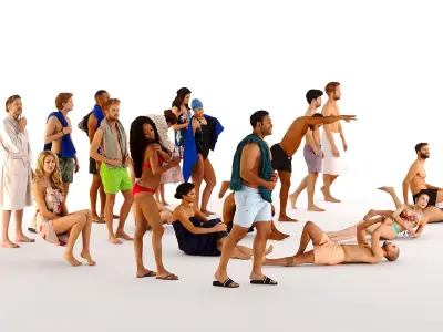 People on the beach 3D model