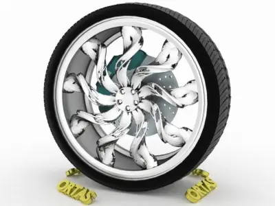 ORTAS CAR WHEEL RIM 77 GAME READY WHEEL RIM TIRE 3D model