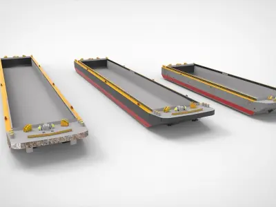 Barge three trains 3D model