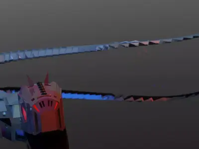 Robotic snake with hard surface modeling Low-poly 3D model