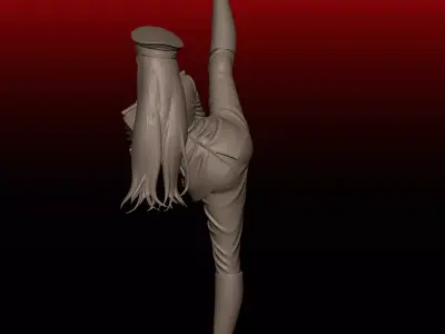 Military Woman in High-Kick Pose N3 3D print model