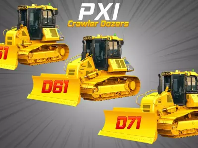 D51 - D61 - D71 PXi Dozers 3 in 1 3D Model Pack