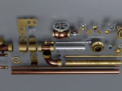 Steampunk details Set 2 Low-poly 3D model