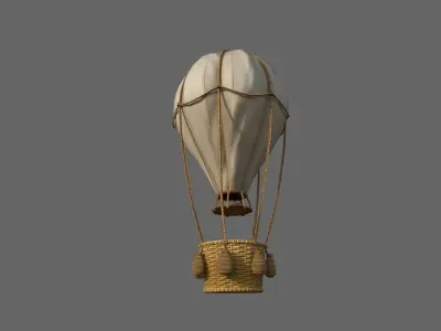 Stylized hot air balloon PBR game ready  Low-poly 3D model