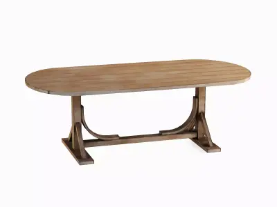 Medieval Wooden Tavern Table 05 Low-poly 3D model