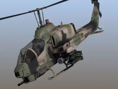 AH-1W Cobra Helicopter Gunship 3D Game Model Low-poly 3D model