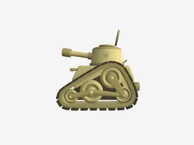 War Tank Cartoon A02 Desert - Military Vehicle Low-poly 3D model