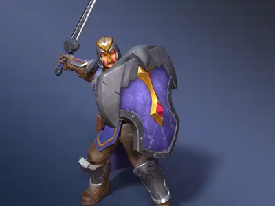 Footman warrior - Rigged Animated Low-poly 3D model