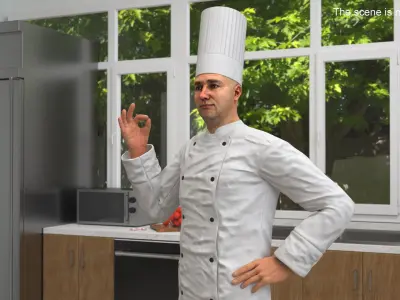 Professional Chef Character in Pose 3D model