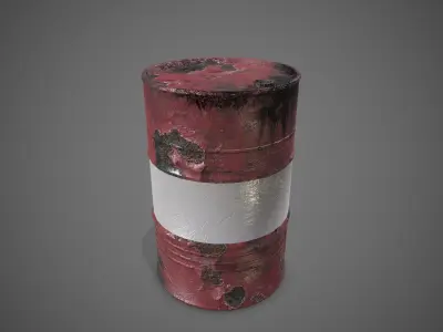 Low poly rusty Oildrum 01 PBR Game-ready Low-poly 3D model
