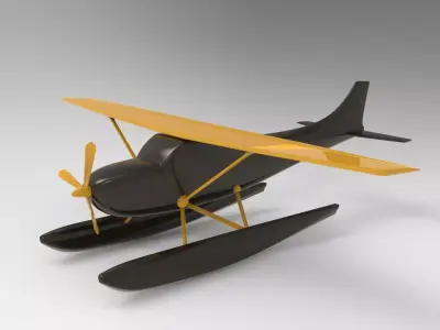 Low Poly game ready Seaplane toy airplane Free low-poly 3D model