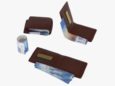 Switzerland Swiss 100 Francs Wallet Money Purse 3D model