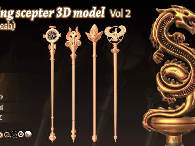 20 King Scepter 3D Model  Basemesh vol 2 Low-poly 3D model