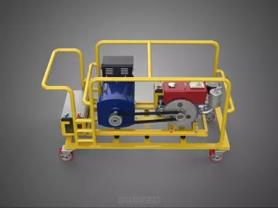 BACKUP DIESEL ENGINE POWER GENERATOR SET GENSET DYNAMO MOTOR AC 3D model