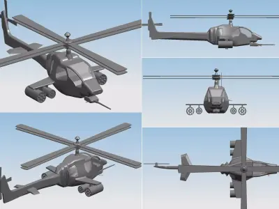 AYCopter four different military helicopters Free 3D model