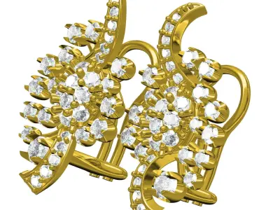 Antique Round Diamond Cluster Earring 3D print model