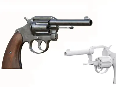 colt police gun Low-poly 3D model