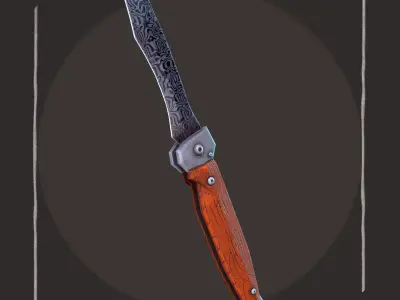 Damascus Knife - Game Ready -  Free low-poly 3D model
