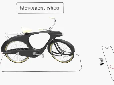  Vintage Futuristic Bike with Streamlined Frame Black Rigged 